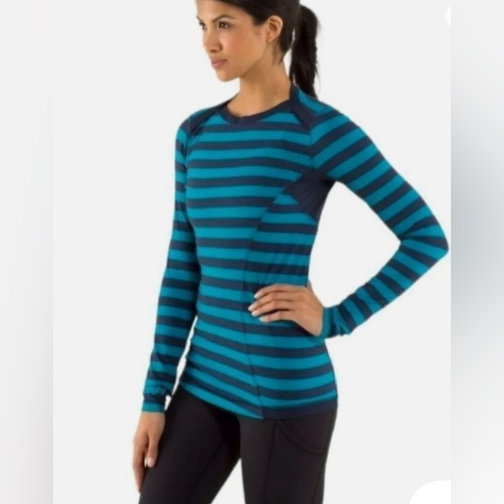Lululemon Base Runner Shirt Striped Pullover Long Sleeve Lightweight